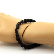 Hypersthene from Egypt + Matte Black Onyx Bracelet 8 mm Beads.