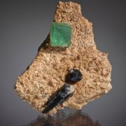 Fluorite with Schorl on Microcline