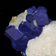 Lazurite on calcite and pyrite