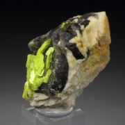 AUTUNITE, QUARTZ var. SMOKY