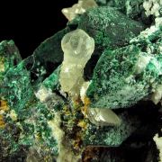 Malachite ps. Azurite on Dolomite (fl) with Cerussite