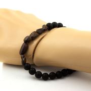 Boulder Opal from Australia + Matte Black Onyx Bracelet 8 mm Beads.