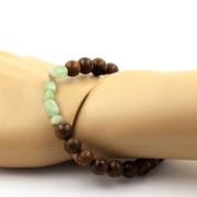 Green Kyanite from Brazil + wood Bracelet 8 mm Beads.