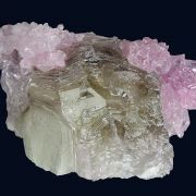 Quartz ( var. Rose ) on Quartz (var. Smoky)