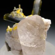 Stibiotantalite on Tourmaline, Topaz