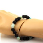 Amazonite from Brazil + Lava Bracelet 8 mm Beads.