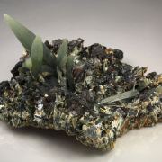 QUARTZ var. PRASE, HEMATITE var. IRON ROSE