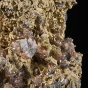 Rhodochrosite with Fluorite and Goethite 