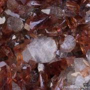 Rhodochrosite with Fluorite on Quartz