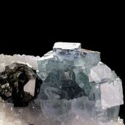 Fluorite with Sphalerite, on Quartz