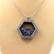 Raw Benitoite necklace.