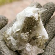Quartz ( var. Smoky ) with Actinolite ( var. Byssolite )