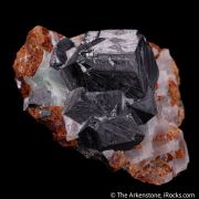 Magnetite on Calcite with Chondrodite