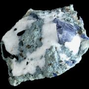 Benitoite with Neptunite and Joaquinite on Natrolite