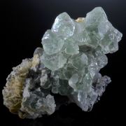 Fluorite - etched crystals with Schorl, Hyalite Opal and Microcline
