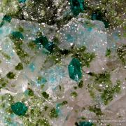 Calcite with Dioptase and Duftite