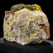 Large Sulphur Crystals on Aragonite