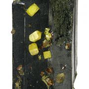 Fluorcalciopyrochlore, zircon, aegirine, titanite