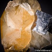 Calcite, Galena on Sphalerite