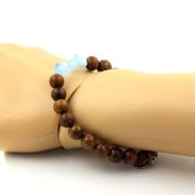 Aquamarine from Brazil + Wood Bracelet 8 mm Beads.