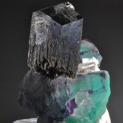 Schorl on Fluorite with Feldspar, Quartz