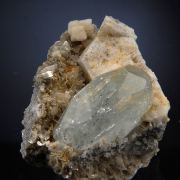 Beryl var. Aquamarine with Albite on Muscovite