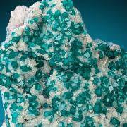 Dioptase  on Calcite
