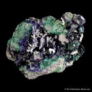 Azurite and Cerussite on Malachite