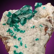Dioptase  on Calcite