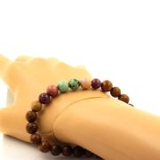 Chrysocolla from Namibia + Lepidolite + Rhodonite + Wood Bracelet 8 mm Beads.