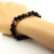 Rhodochrosite from Brazil + Lava Bracelet 8 mm Beads.