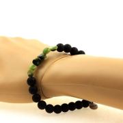 Nephrite Jade from Xiuyan China + Matte Black Onyx Bracelet 8 mm Beads.
