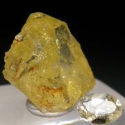 Rhodizite rough and cut set