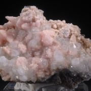 Quartz on Rhodochrosite on Calcite 