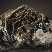 Pyrite pseudo after Pyrrhotite with Galena and Calcite