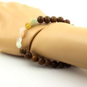 Beryl Morganite from Brazil + wood Bracelet 8 mm Beads.