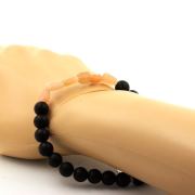 Sunstone from Tanzania + Matte Black Onyx 8 mm beads Bracelet.