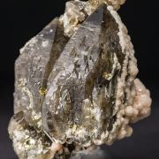 Smoky Quartz, Manganocalcite, Pyrite and Calcite