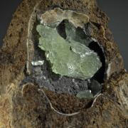Anapaite - crystals in Fossil Clam Shell