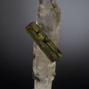 Epidote  (doubly terminated) on Quartz (doubly terminated)