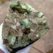 Orthoclase ( var. Adularia ) on Smoky Quartz with Gwindel Quartz