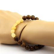 Yellow Calcite from UK + wood Bracelet 8 mm Beads.