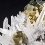 Pyrite, quartz on Sphalerite