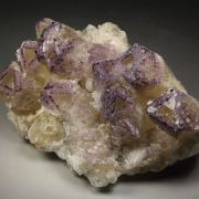 new find - FLUORITE incrustations on skeletal CALCITE, GYPSUM - fluorescent
