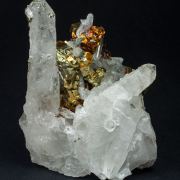 Chalcopyrite on Quartz with Arsenopyrite and Calcite
