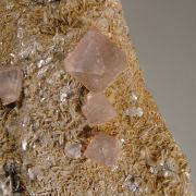 pink Fluorite - octahedrons on Muscovite