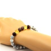 Ruby from Mogok, Burma, Myanmar + Citrine + Red Tiger's Eye + Howlite Bracelet 8 mm Beads.