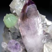 Amethyst with Prehnite, Calcite