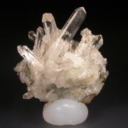 Analcime with Calcite and Prehnite on Quartz