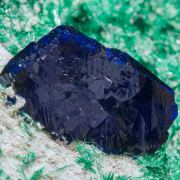 Azurite with Brochantite